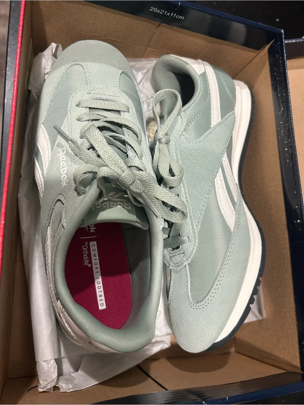 Reebok Women's Mint Green Retro Runner Sneakers with White Stripes